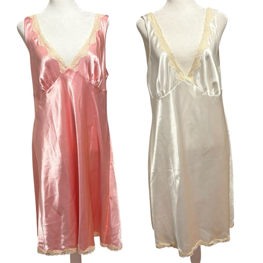 Lot 2 Victorias Secret Nightgown XL Lace Trim Negligees Honeymoon Wedding Night